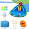 Blue Inflatable Bounce Castle With Water Slides Climbing Wall Splash Pool For Kids